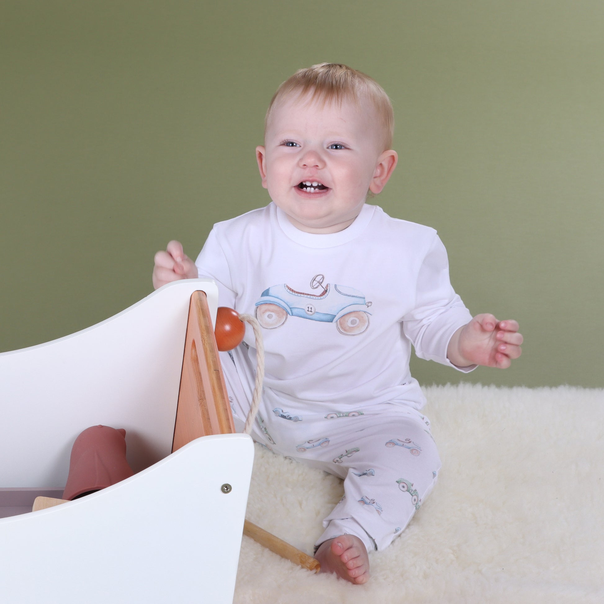 Cotton Long Sleeve Top 12mth Car - Little Bee by Dimples
