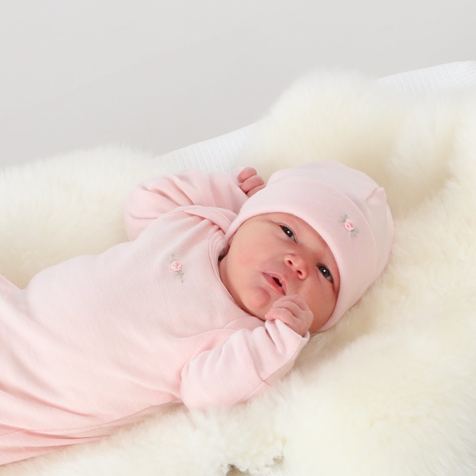 Merino Gown 3mth Petal Pink - Dimples