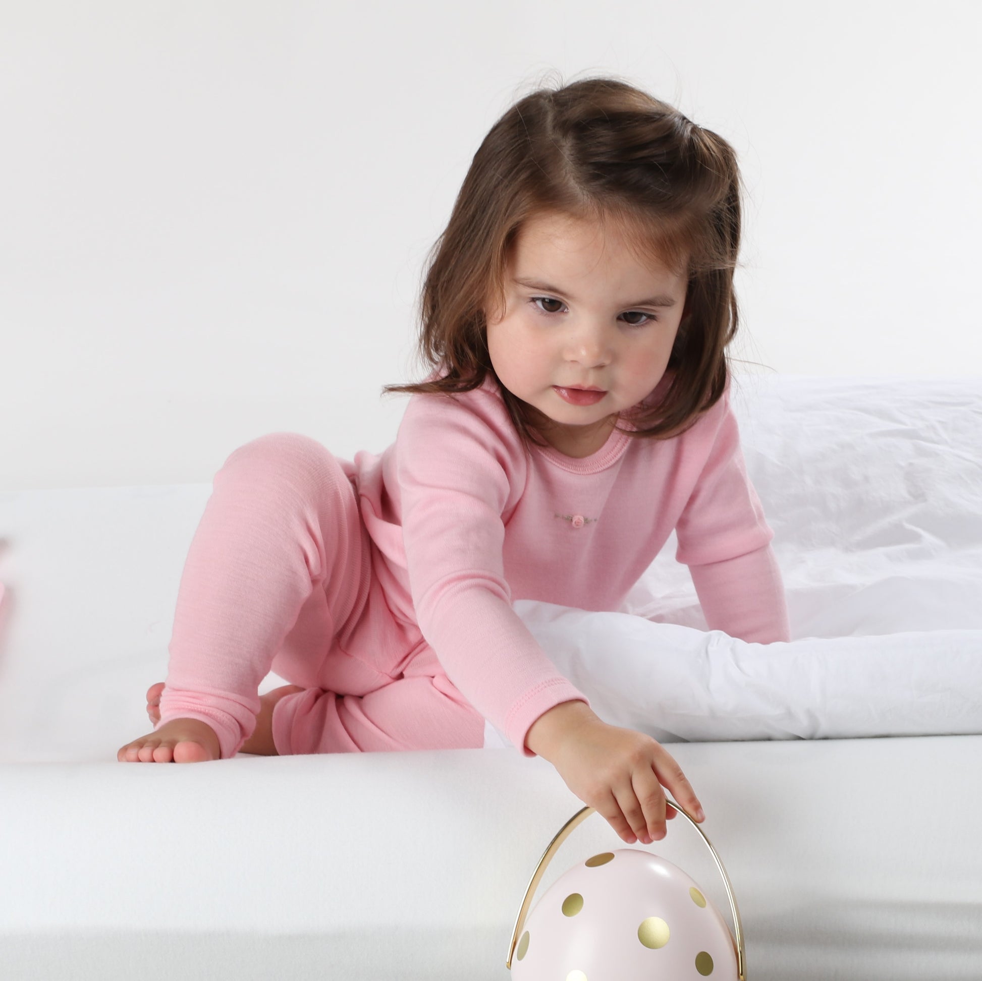 Merino Long Sleeve Top 12mth Petal Pink - Dimples