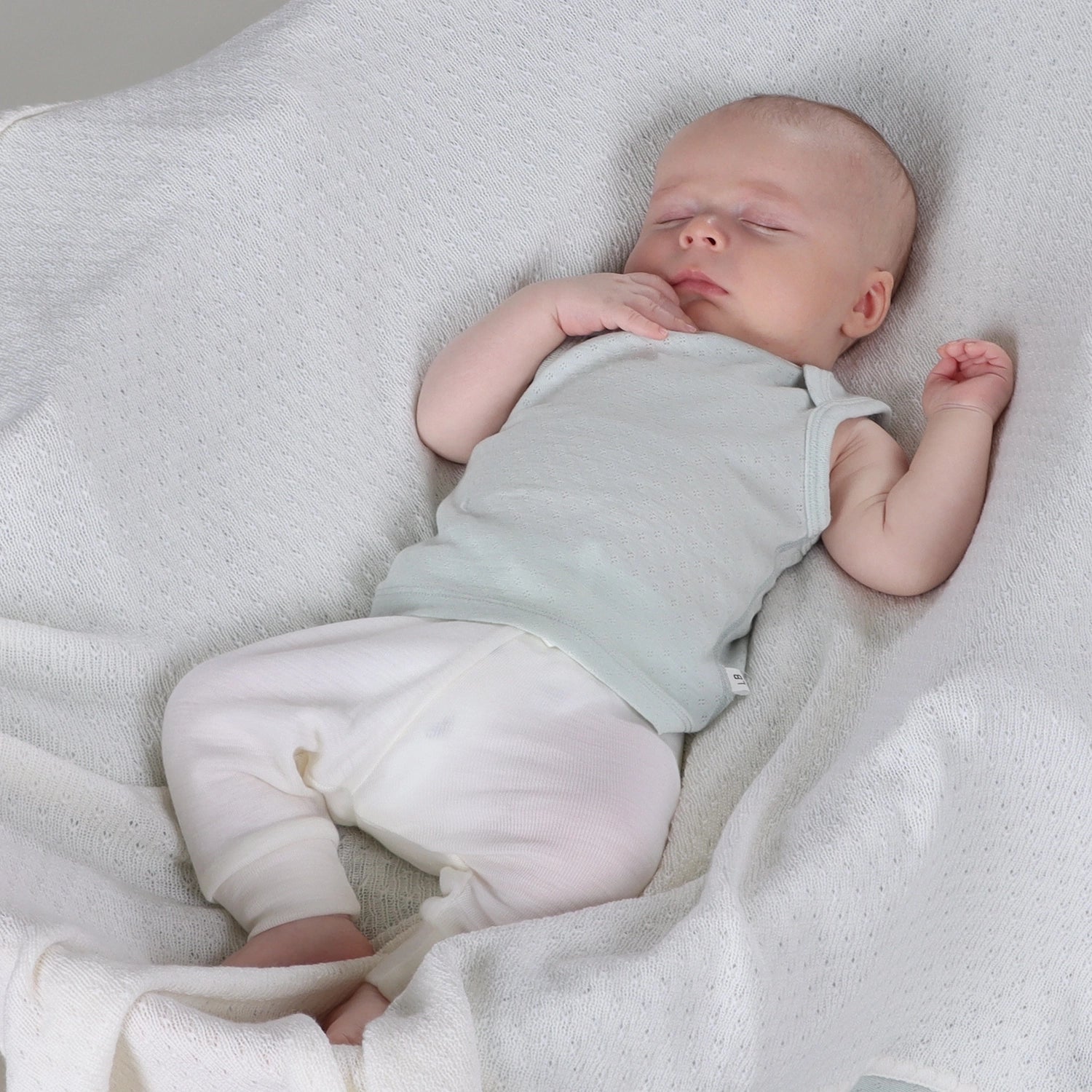 Merino Singlet Duck Egg 12mth - Little Bee by Dimples