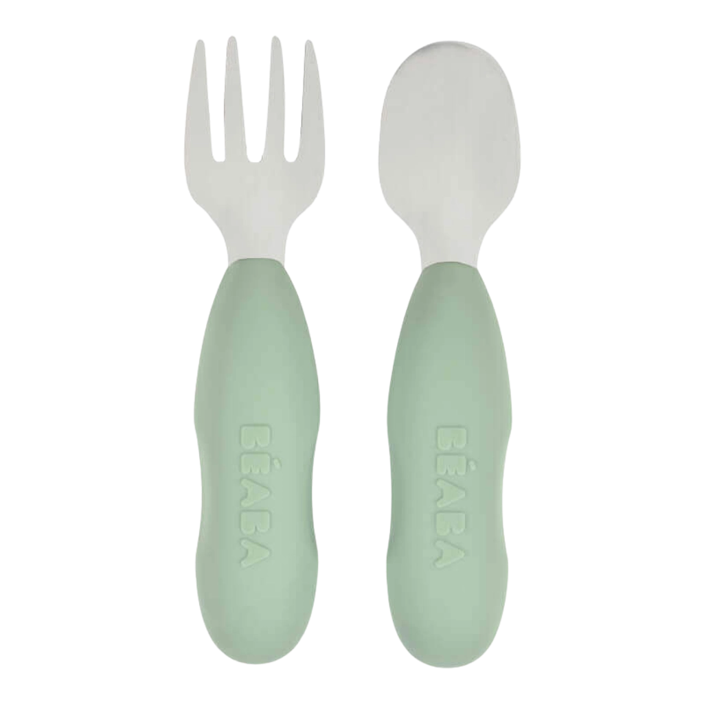 Beaba Stainless Steel Pre-Cutlery Sage Green - Beaba