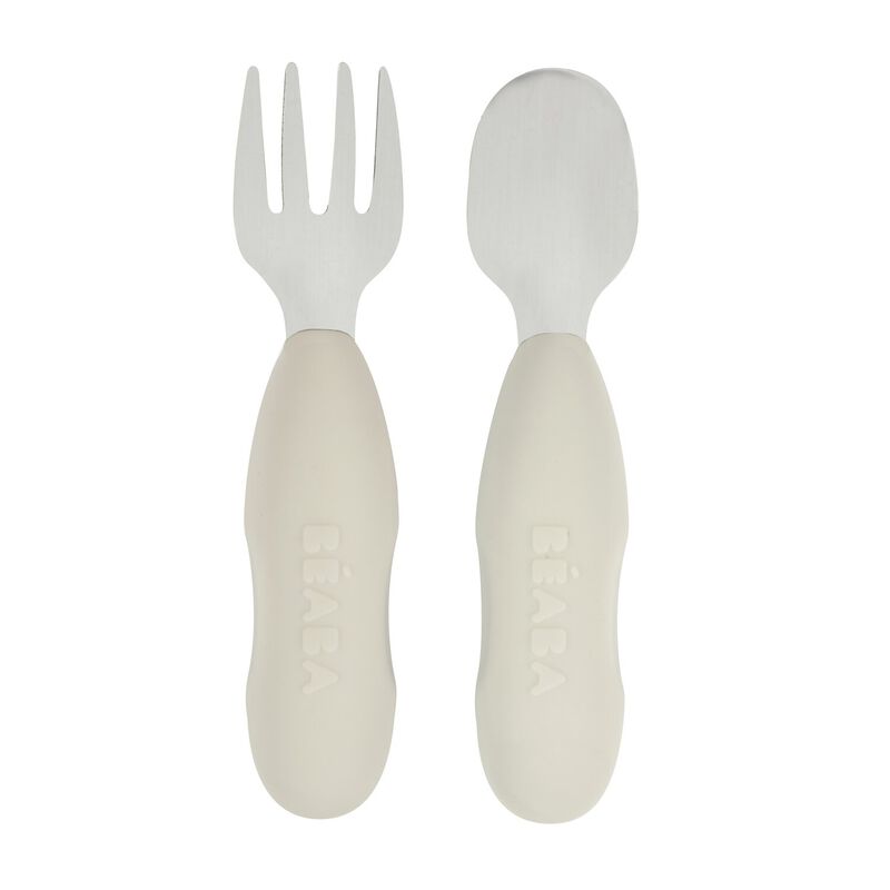 Beaba Stainless Steel Pre-Cutlery Velvet Grey - Beaba