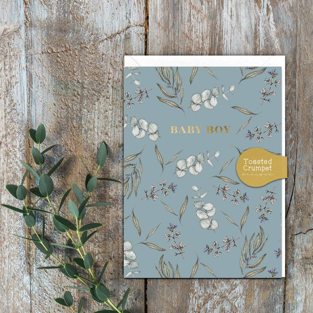Baby Boy Mini Card - Toasted Crumpet - Dimples