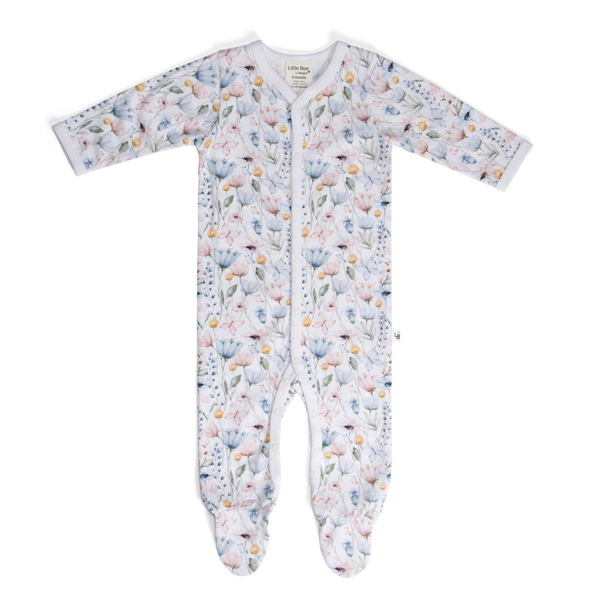 Cotton Babygrow 12mth Floral - Little Bee by Dimples