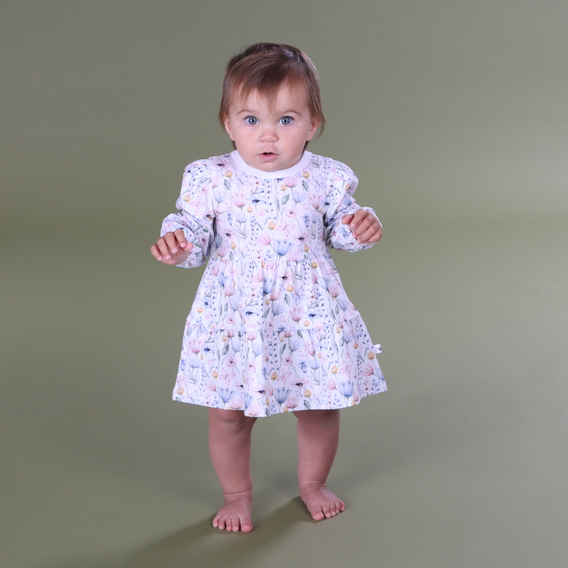Cotton Tiered Dress 12mth Floral - Little Bee by Dimples