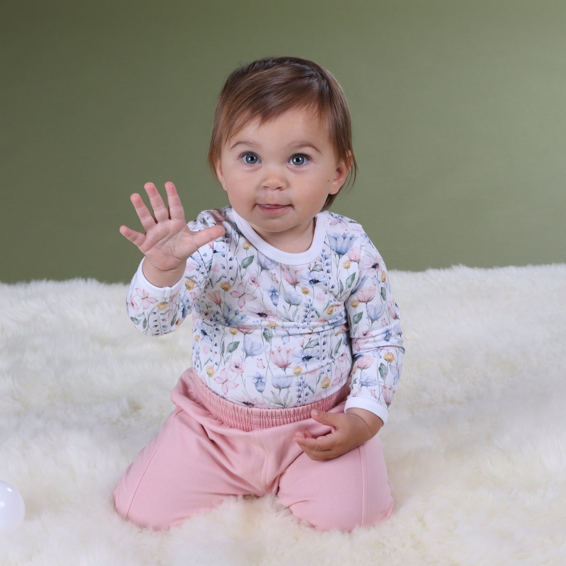 Cotton Long Sleeve Bodysuit 12mth Floral - Little Bee by Dimples