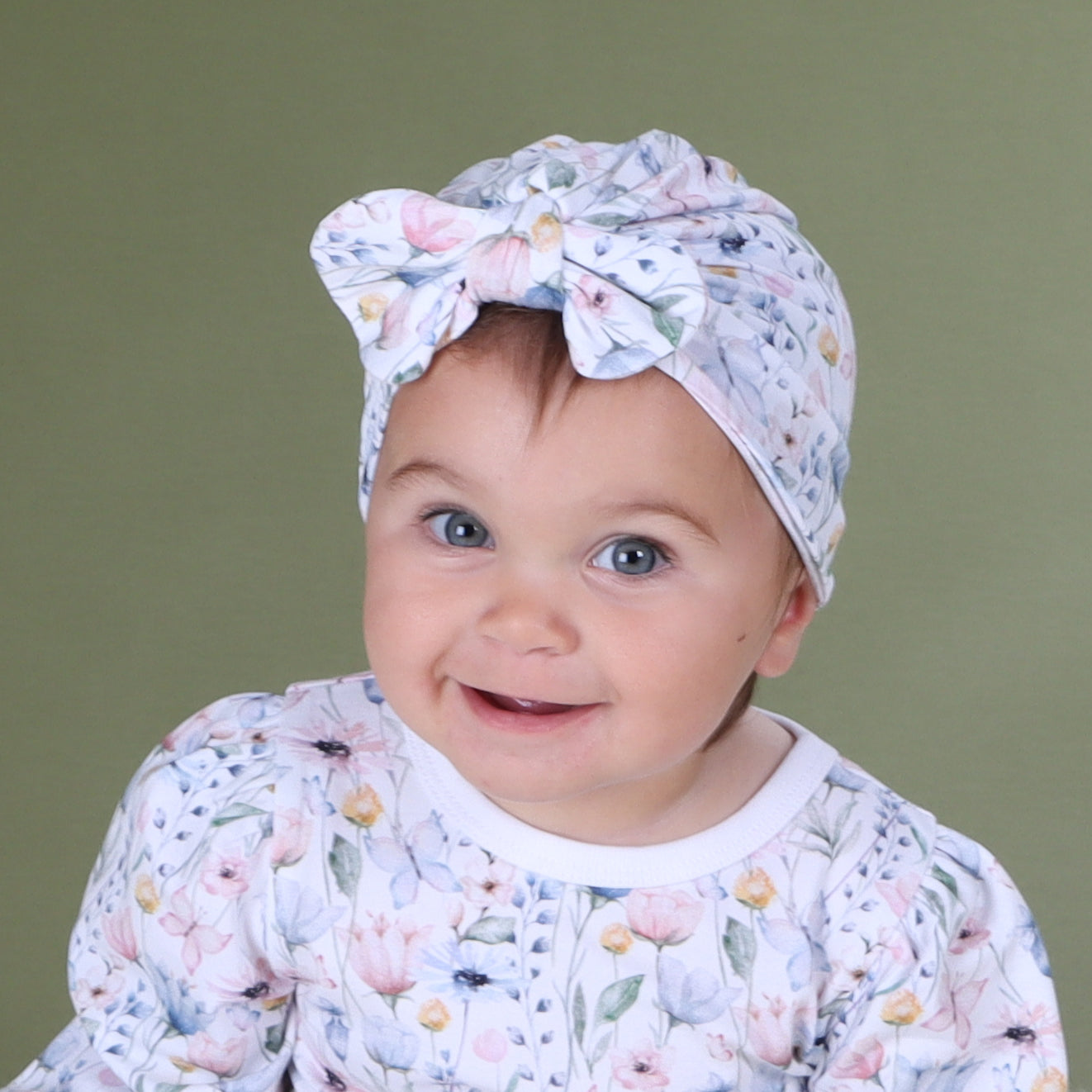 Cotton Bow Beanie M Floral - Little Bee by Dimples