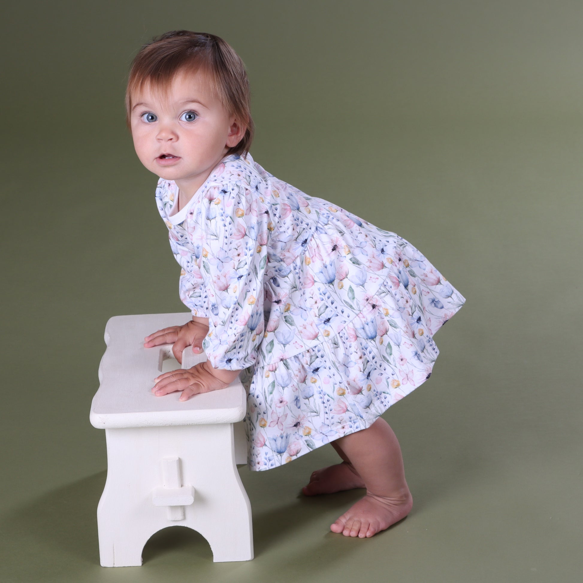 Cotton Tiered Dress 12mth Floral - Little Bee by Dimples