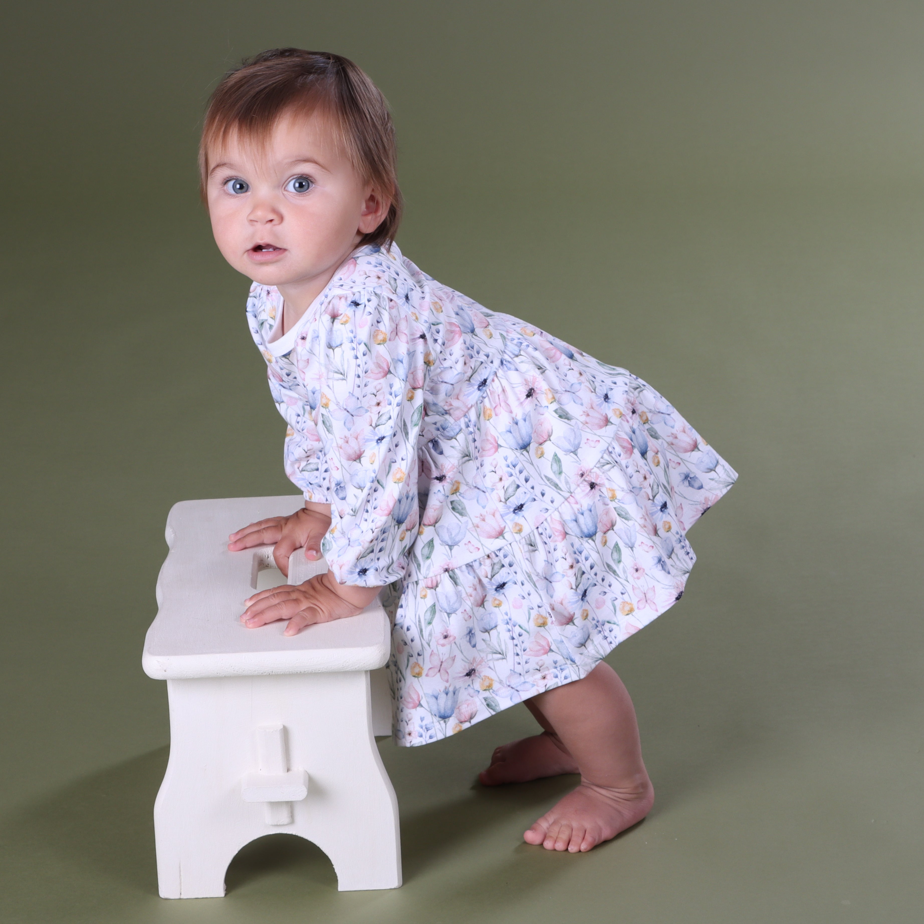 Cotton Tiered Dress 12mth Floral - Little Bee by Dimples