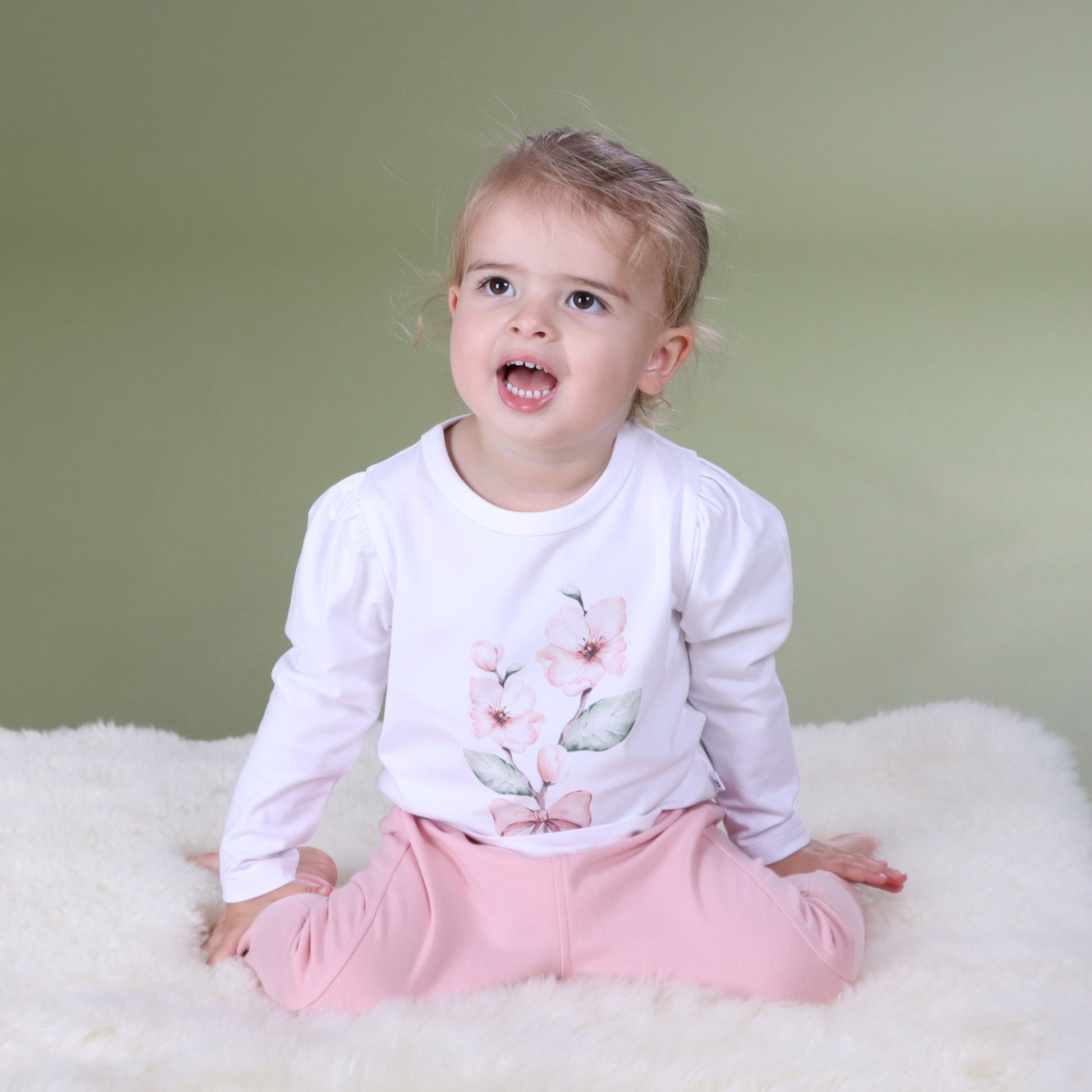 Cotton Long Sleeve Top 12mth Floral - Little Bee by Dimples