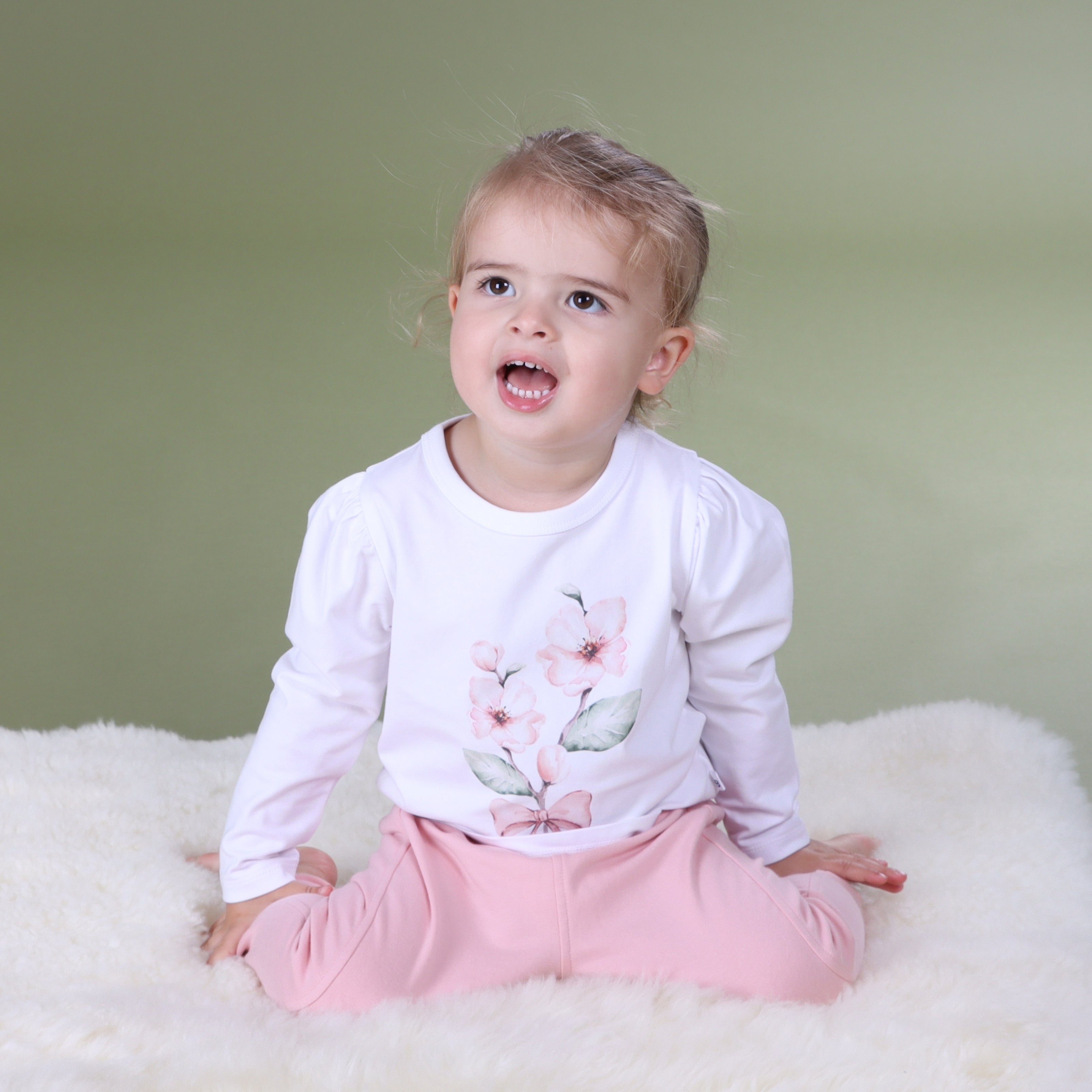 Cotton Long Sleeve Top 12mth Floral - Little Bee by Dimples