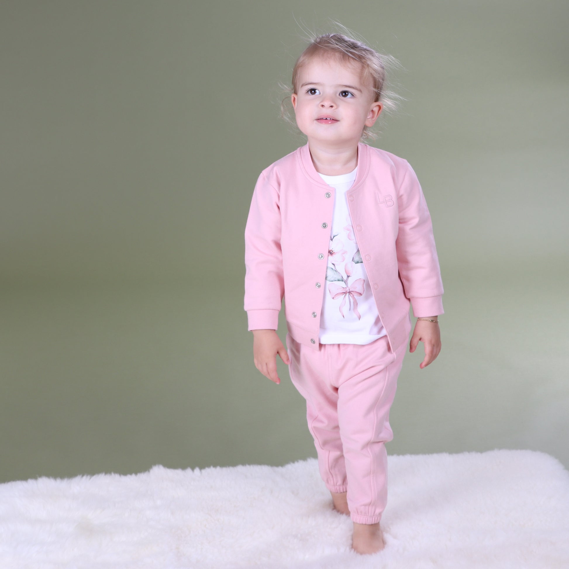 Fleece Track Pants 12mth Pink - Little Bee by Dimples