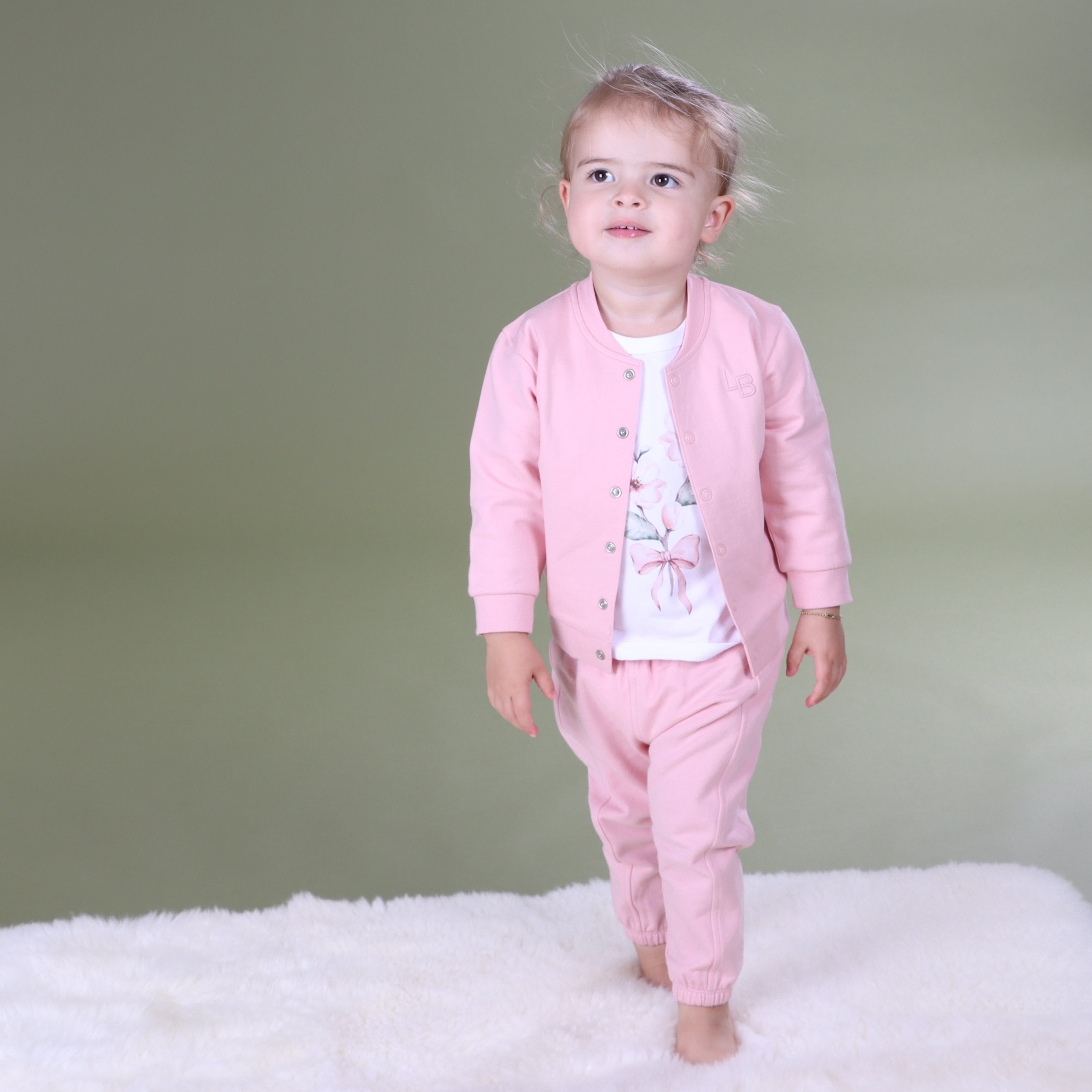 Fleece Track Pants 12mth Pink - Little Bee by Dimples