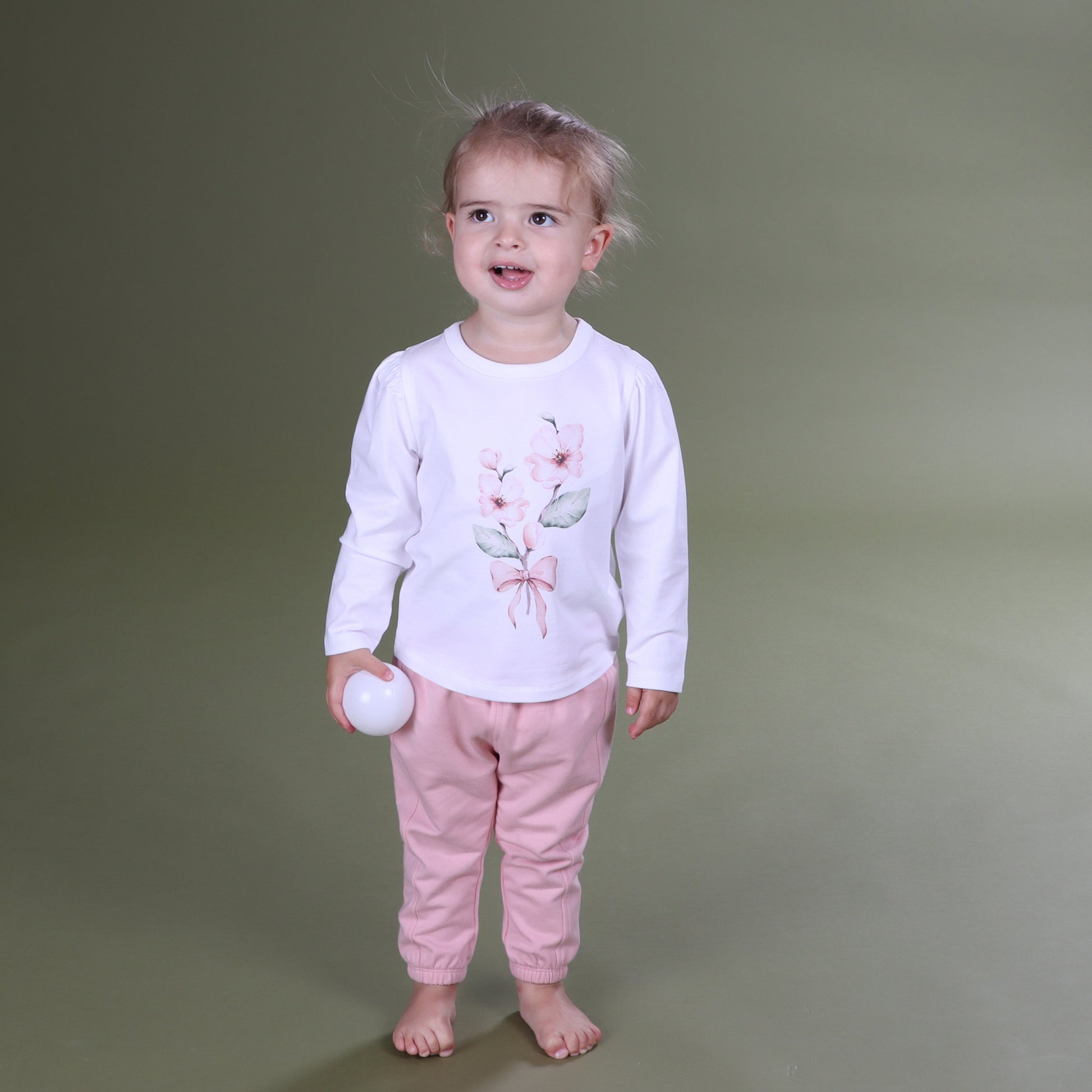 Fleece Track Pants 12mth Pink - Little Bee by Dimples