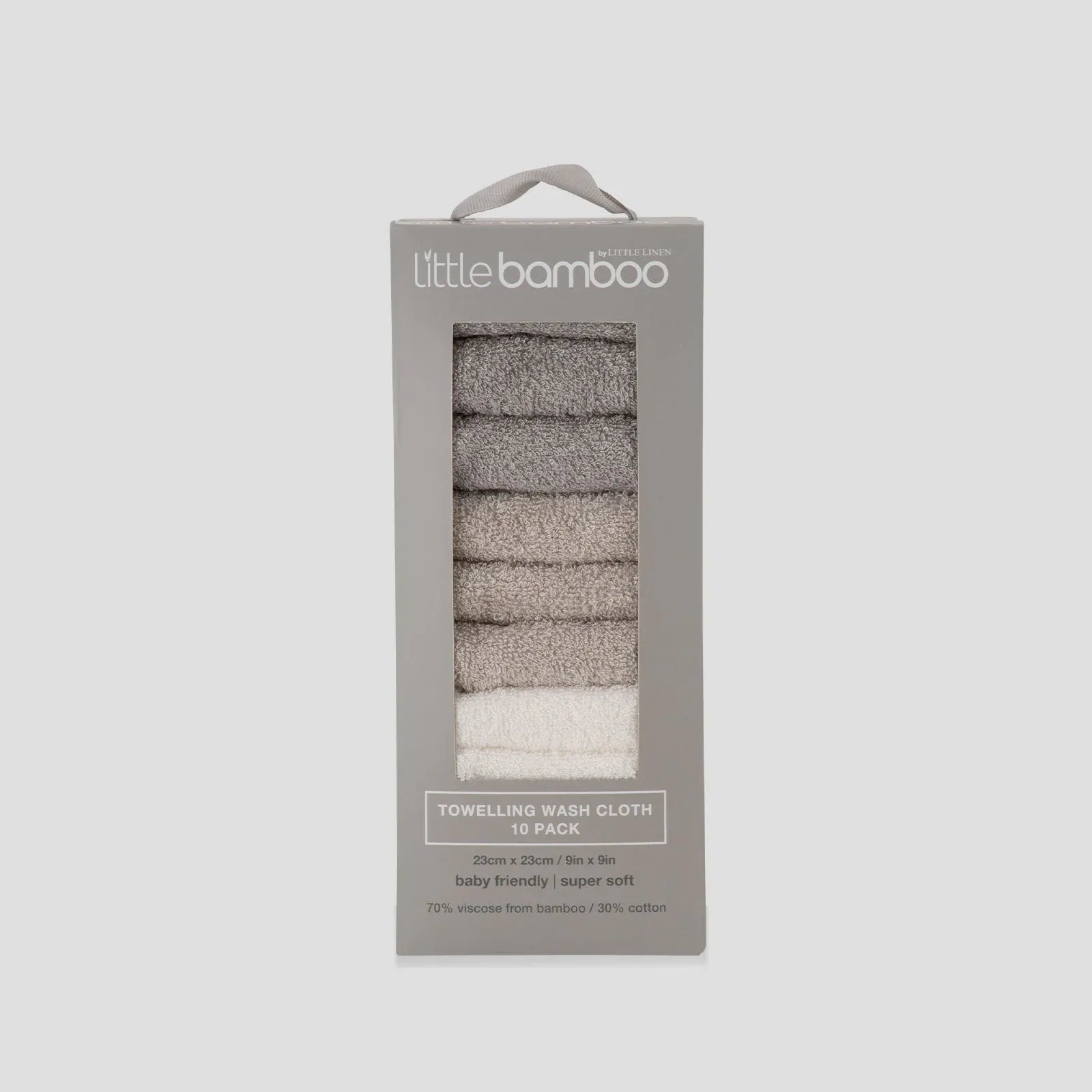 Towelling Washer 10pk Stone Grey - Little Bamboo