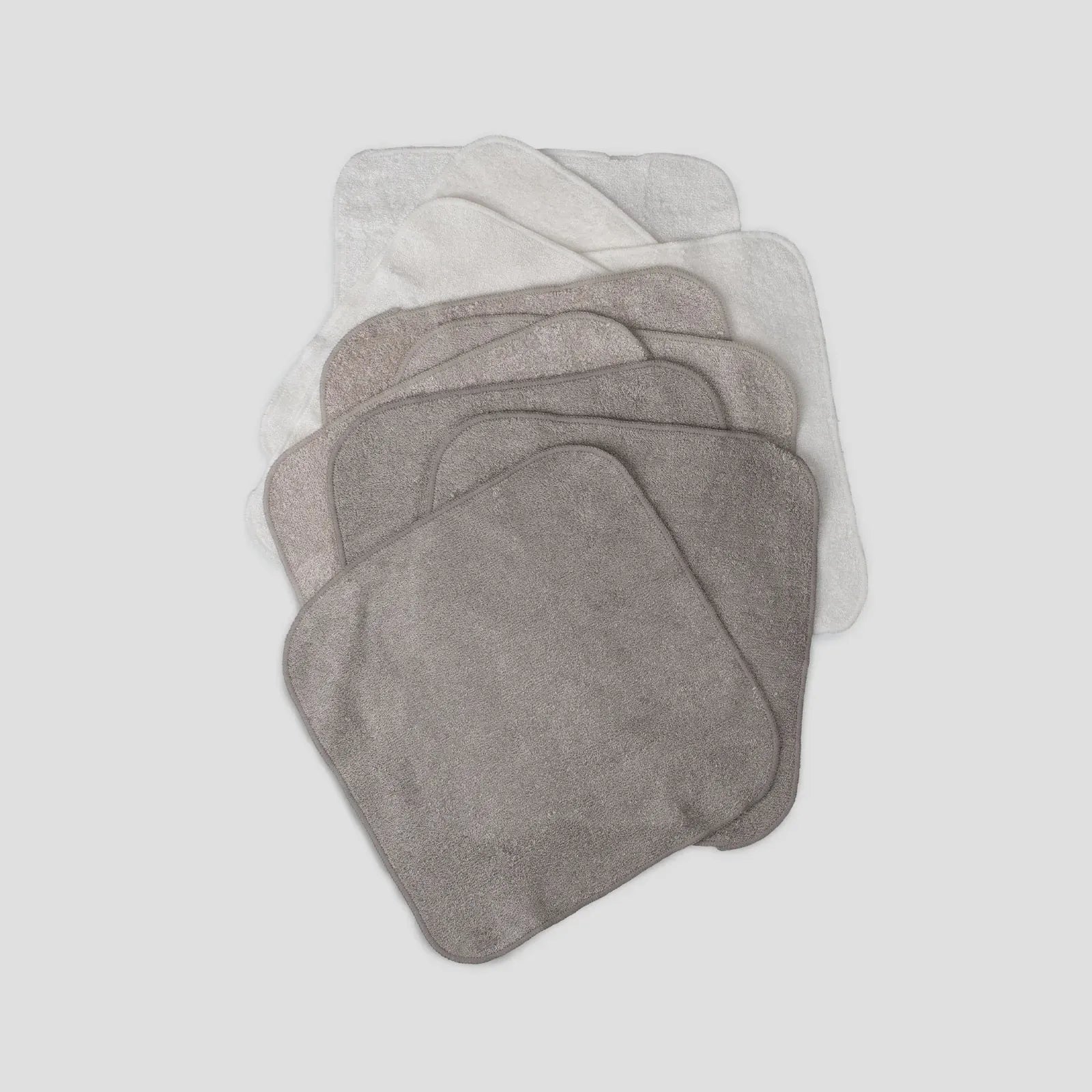 Towelling Washer 10pk Stone Grey - Little Bamboo
