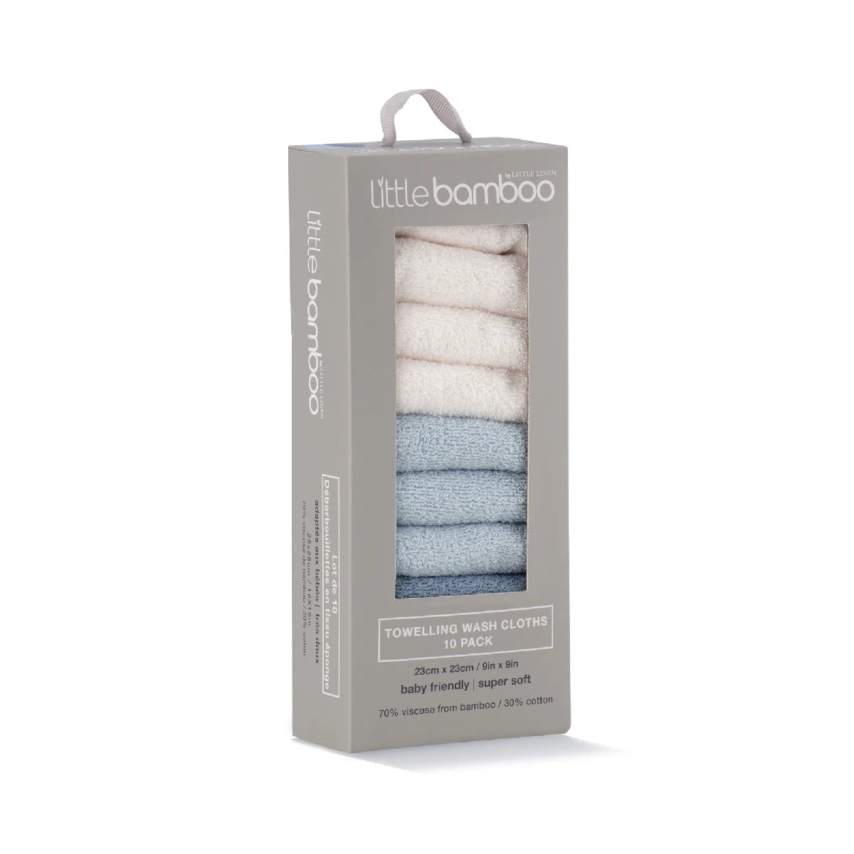 Towelling Washer 10pk Retro Blue - Little Bamboo