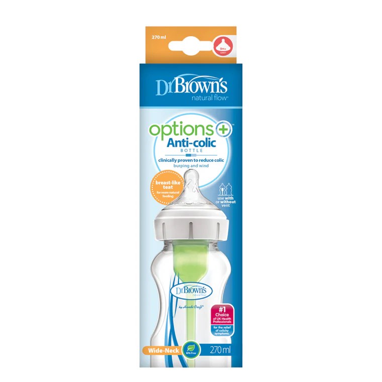 Dr Brown's Wide Neck Bottle Level 1 - 270ml - Dr Brown's - Dimples
