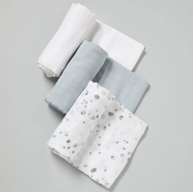 Muslin Wraps 3pk Whisper - Little Bamboo