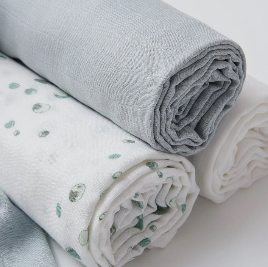 Muslin Wraps 3pk Whisper - Little Bamboo
