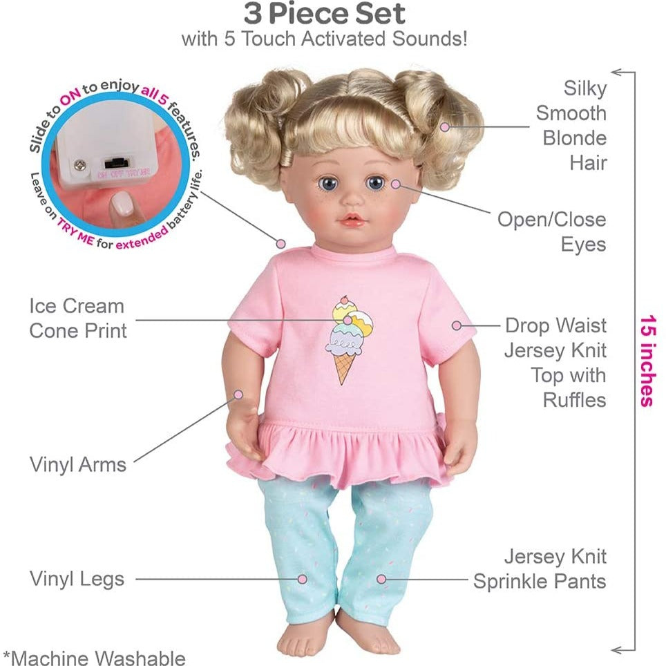 Adora Touch Activated Cuddle Doll details