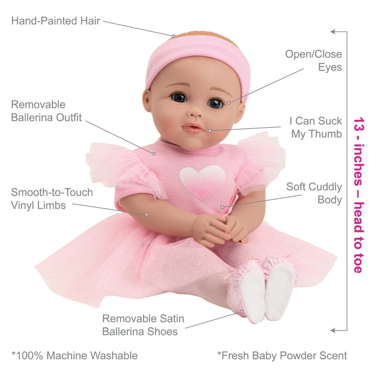 Adora Baby Ballerina Doll Aurora details