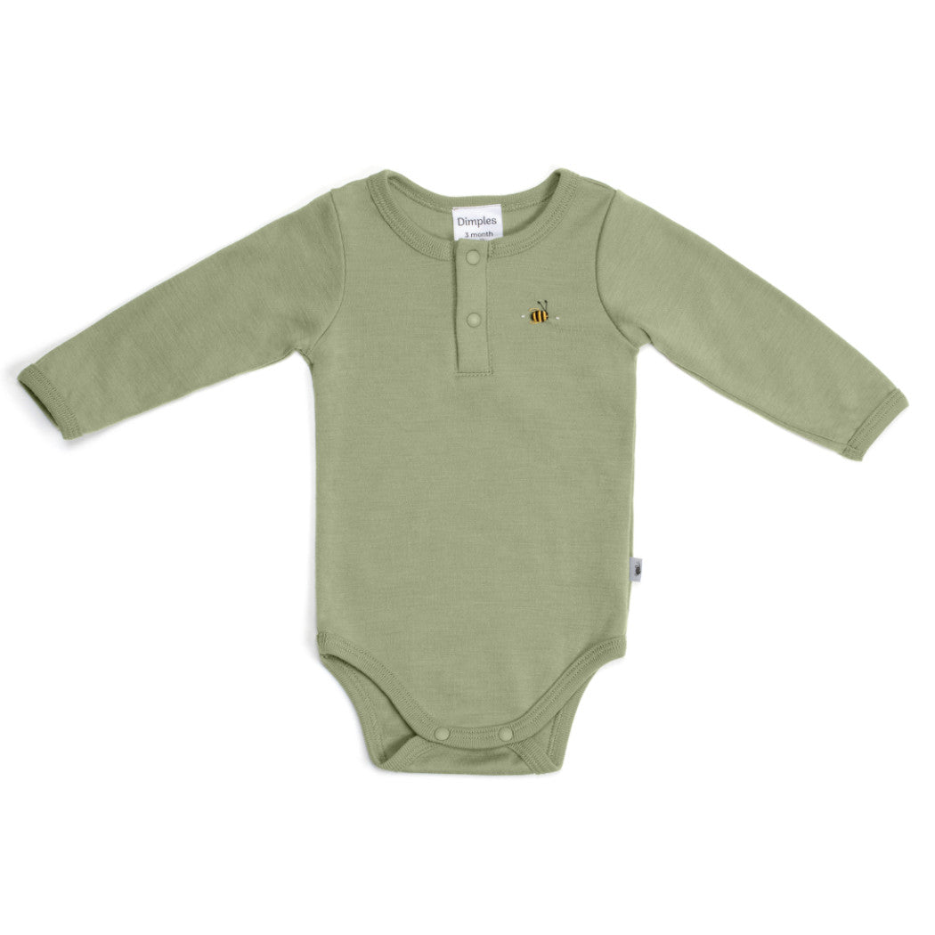 Arctic Adventure Merino Placket Bodysuit in Moss from Dimples:image,small_image,thumbnail