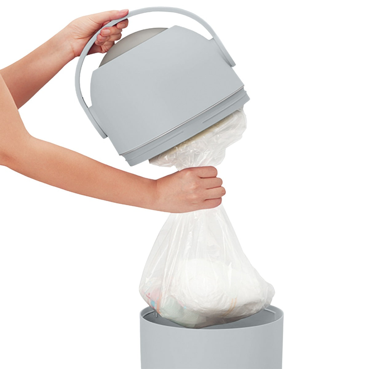 Babyrest Aster Nappy Bin in Grey colour filled.
