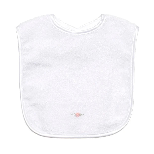 Towelling Bib White Rose - Dimples
