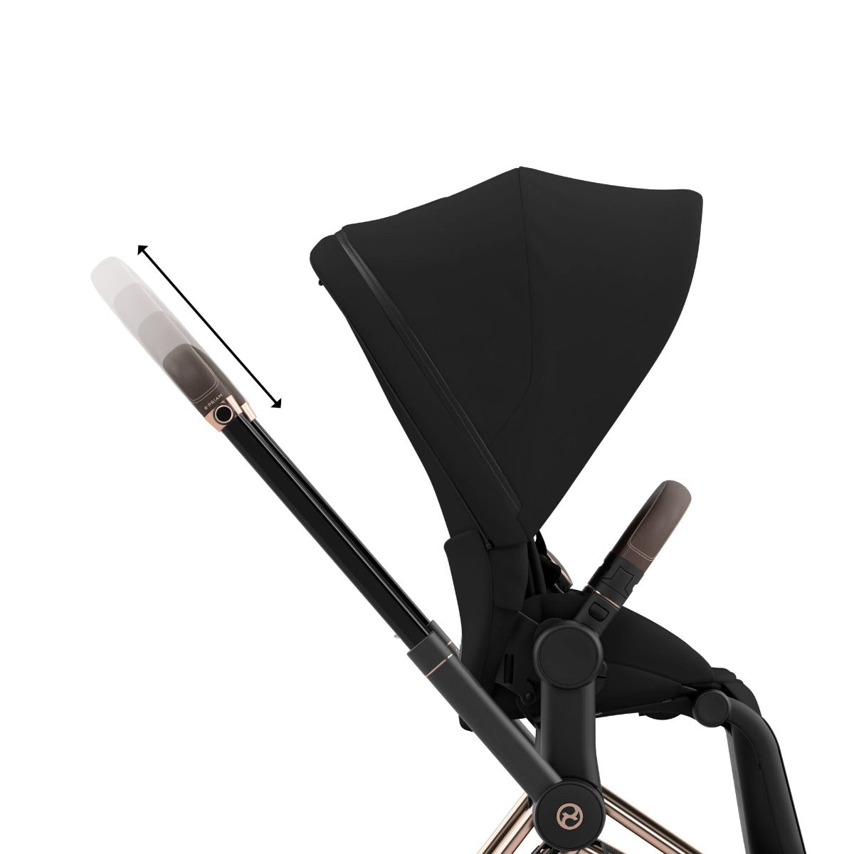 Cybex ePriam Pram 2022 in Rose Gold + Stardust Black Plus handle 