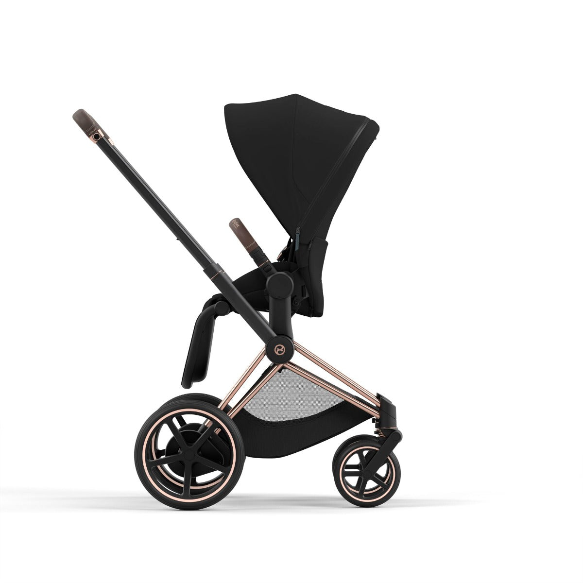 Cybex ePriam Pram 2022 in Rose Gold + Stardust Black Plus rear facing