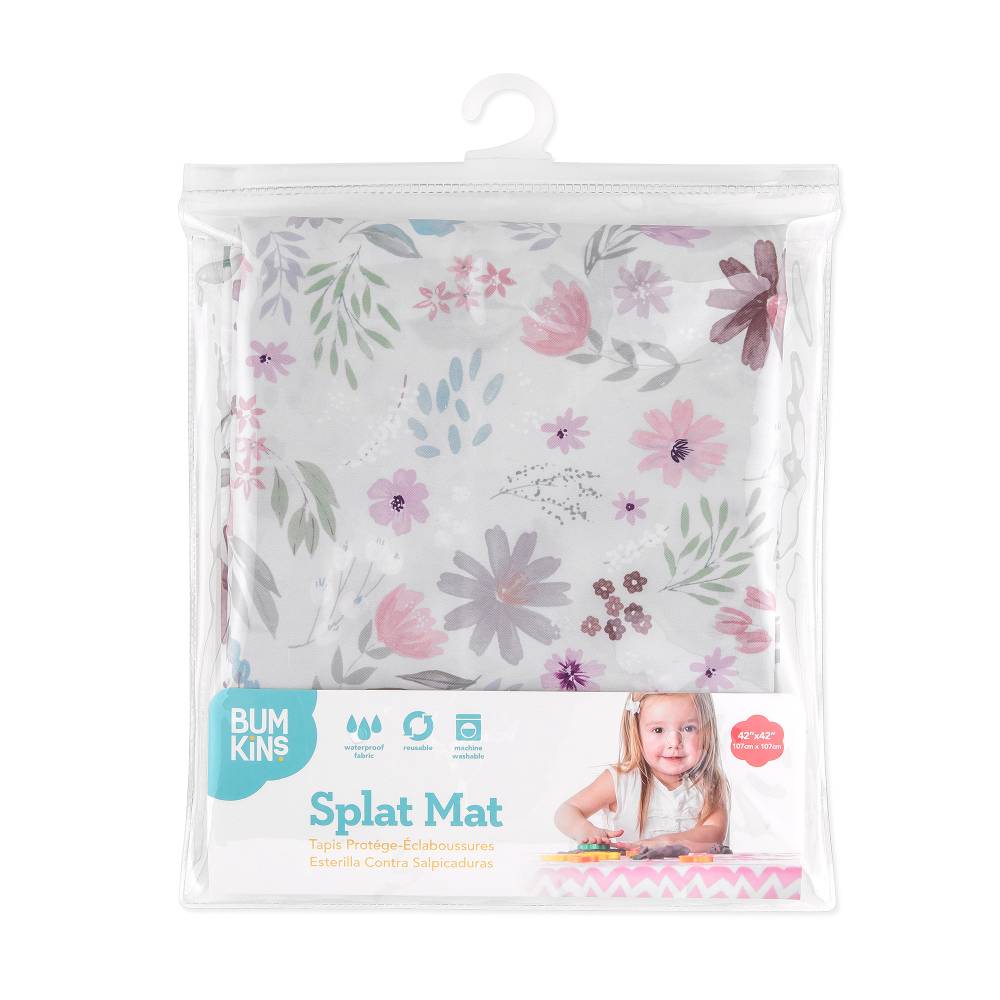Floral summer vibes waterproof splat mat from Bumkins.