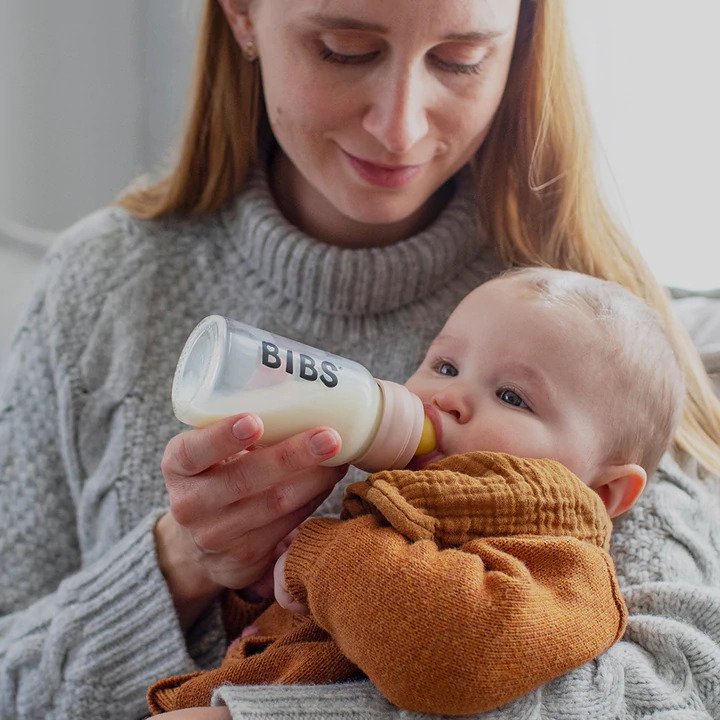 Bibs Latex Glass Baby Bottle 110ml Sage