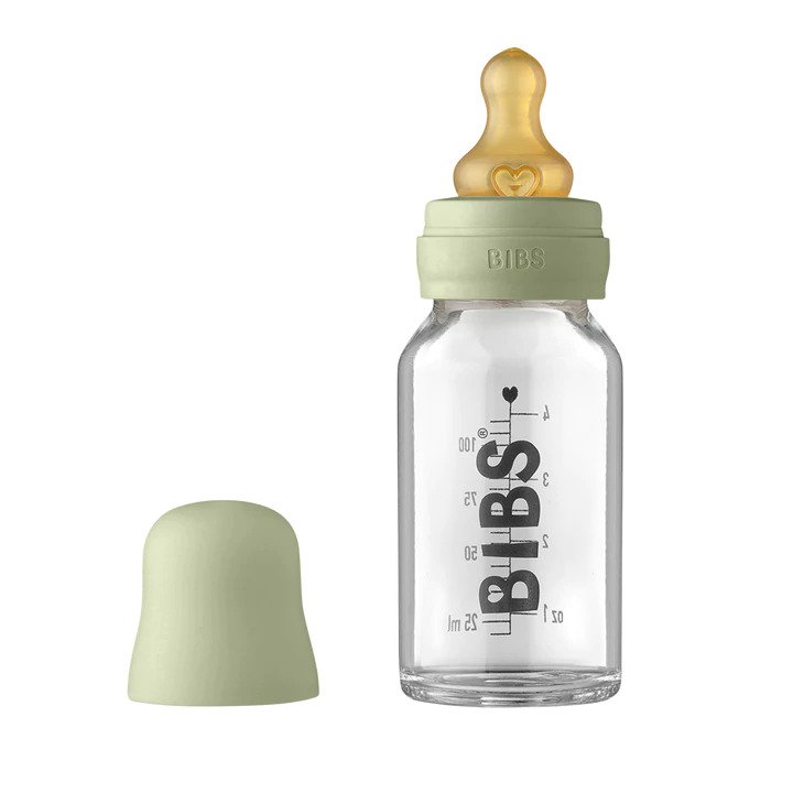 Bibs Latex Glass Baby Bottle 110ml Sage:image,small_image,thumbnail,swatch_image
