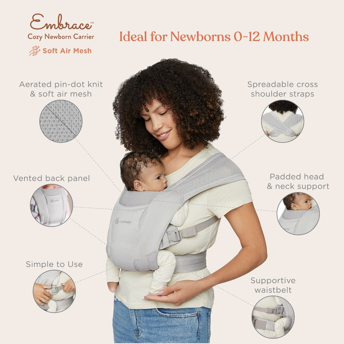 Embrace Soft Air Mesh Carrier from Ergobaby details