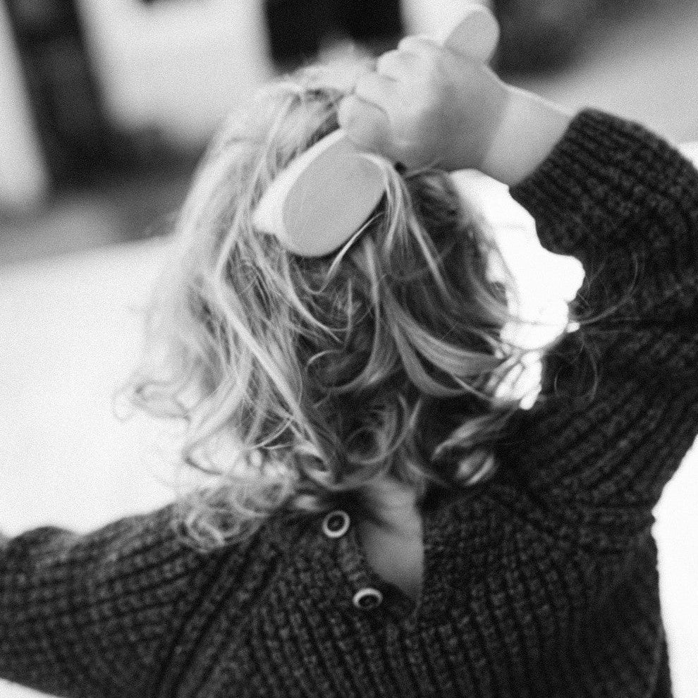 Baby brush hair with beetl wooden handle brush