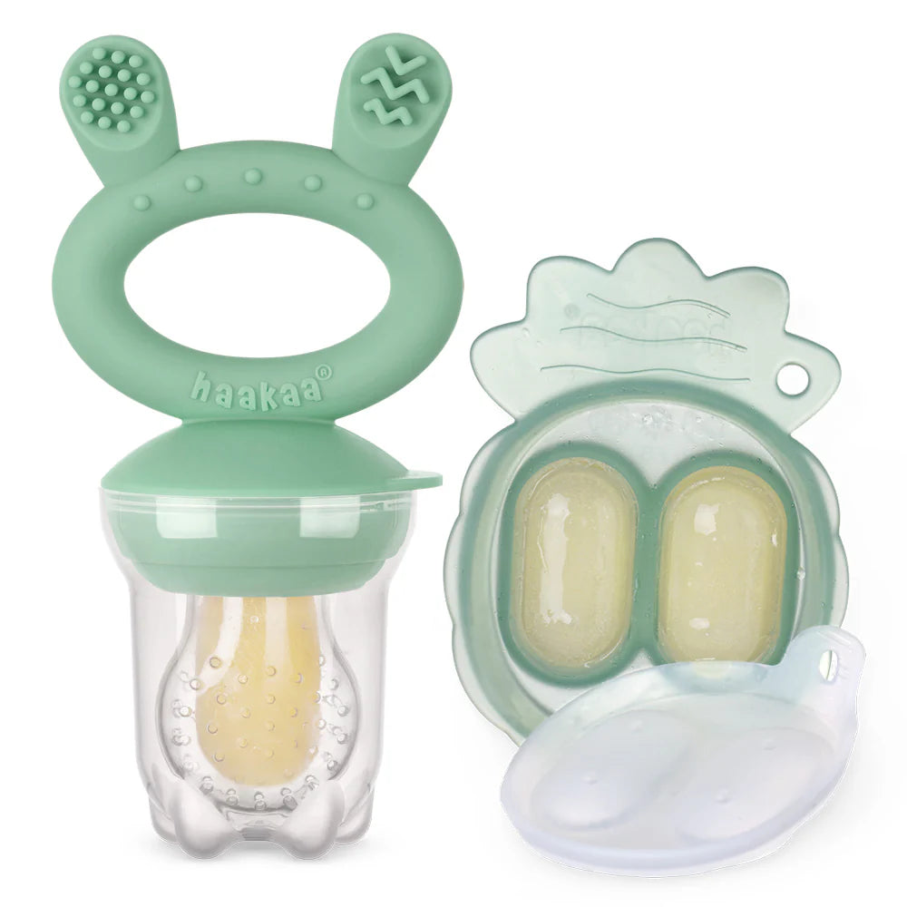 Haaka fresh feeder pea green teether with nibble tray:image,small_image,thumbnail,swatch_image
