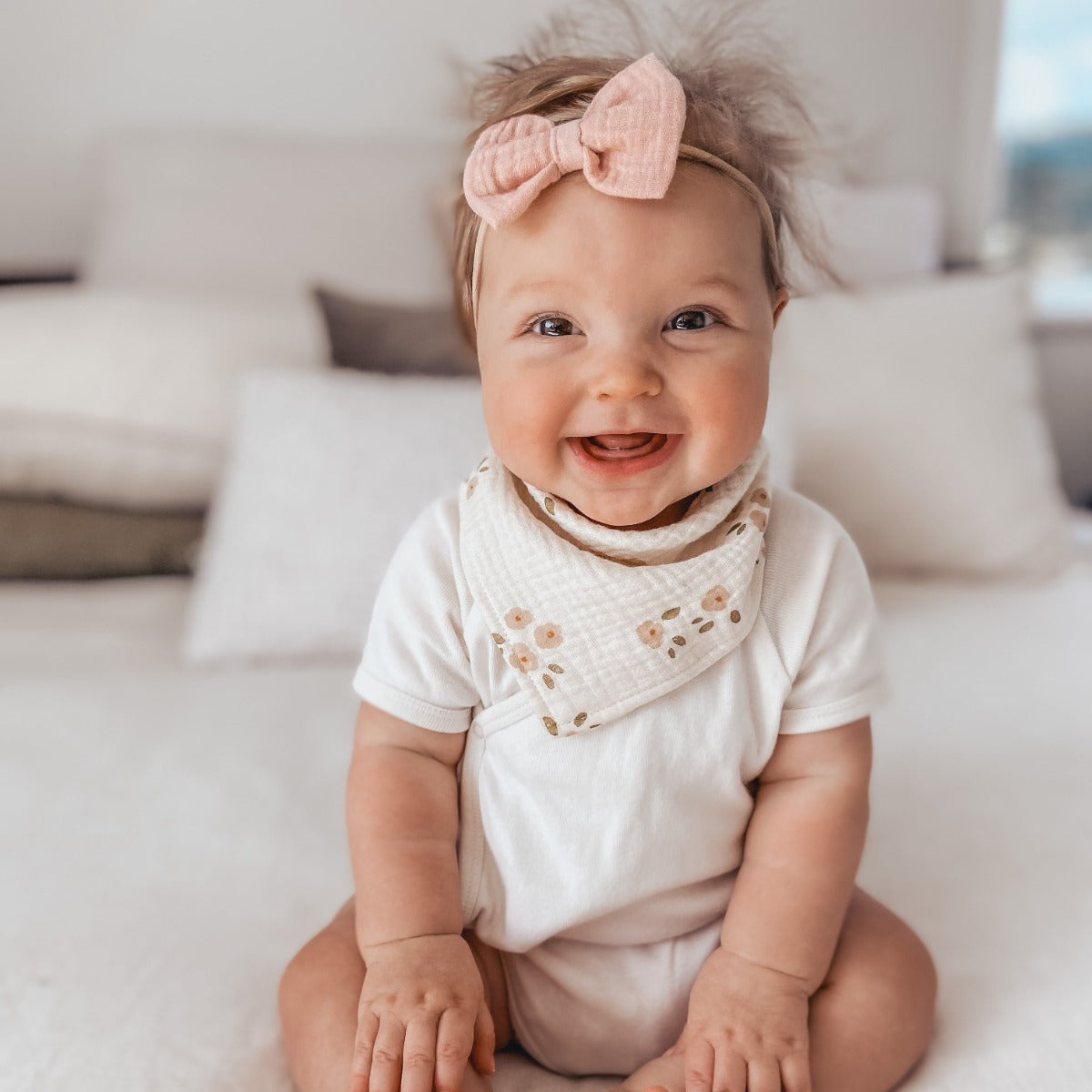 Muslin Bandana Bib in woodland print -  Over the Dandelions