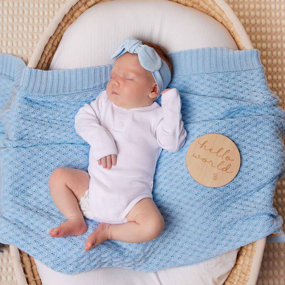 Snuggle Hunny Baby Blue Diamond Knit Baby Blanket