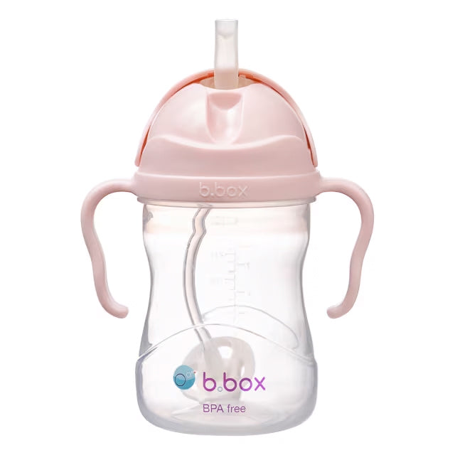 Baby sippy cup in blush open lid