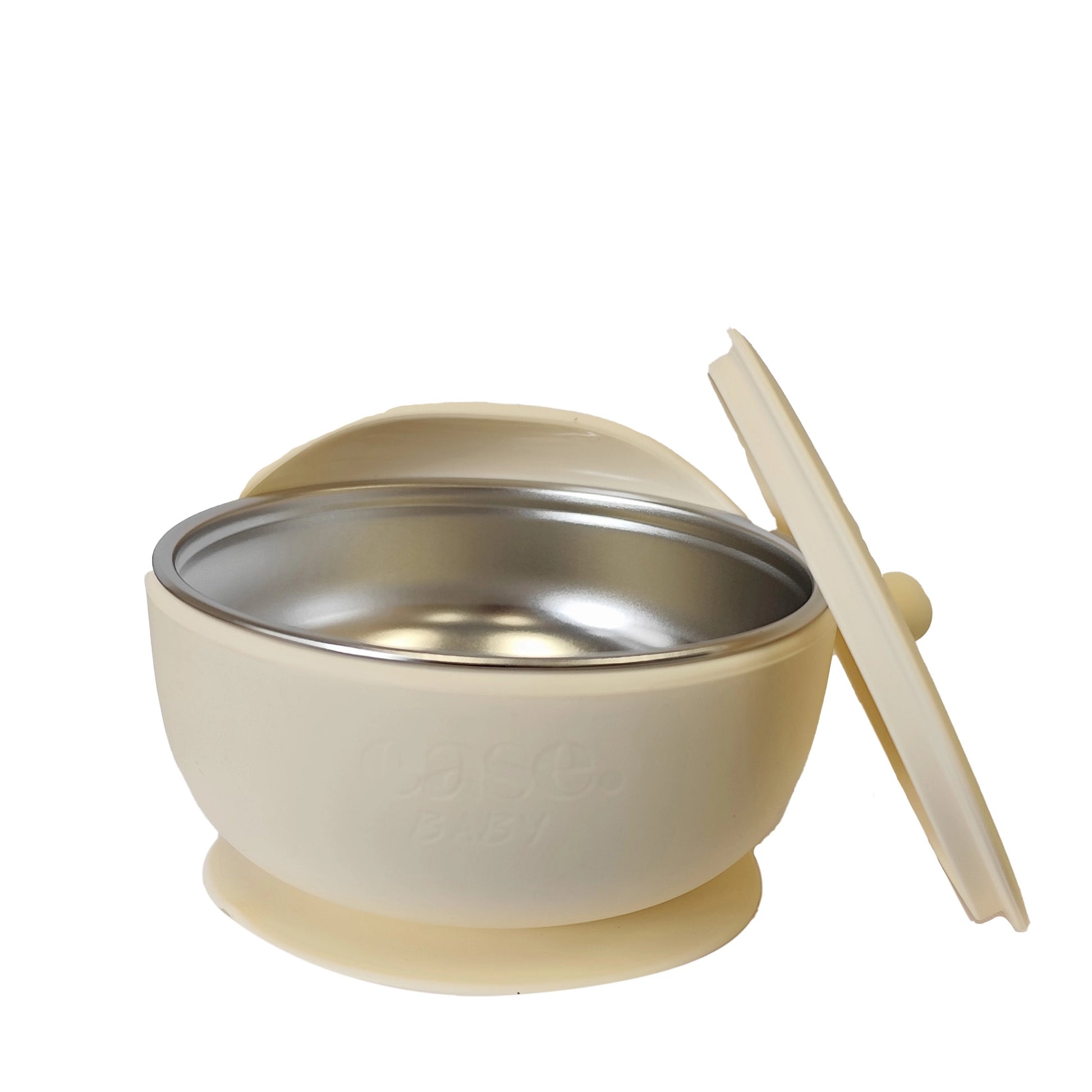 Baby SS Suction Bowl with Lid Cream - Ease.Baby