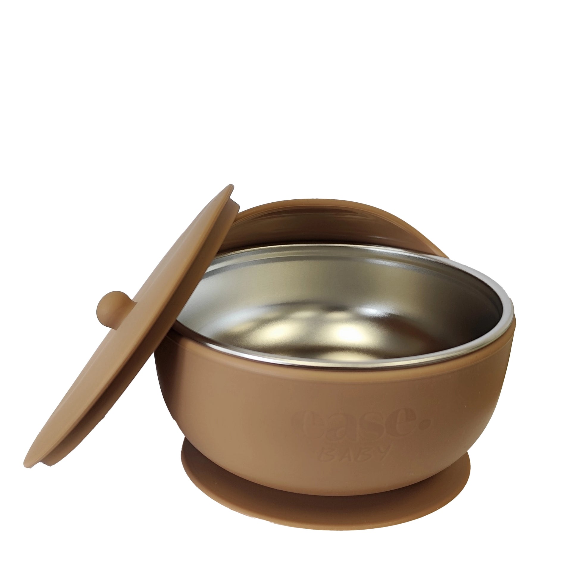 Baby SS Suction Bowl with Lid Tan - Ease.Baby