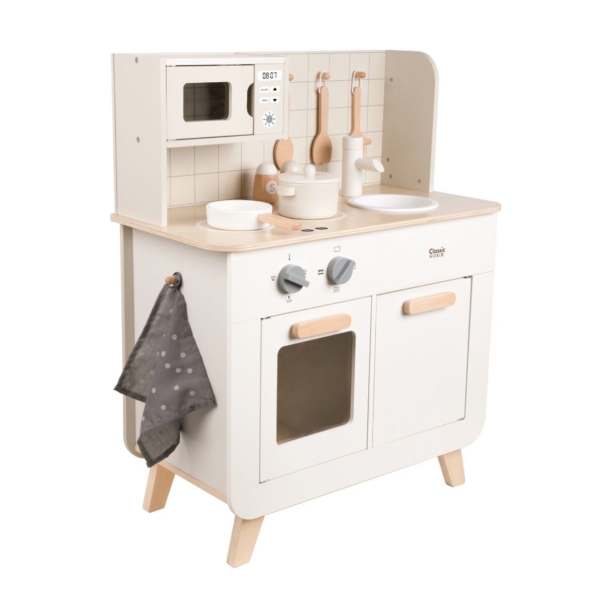 Wooden kitchen play set with all accessories