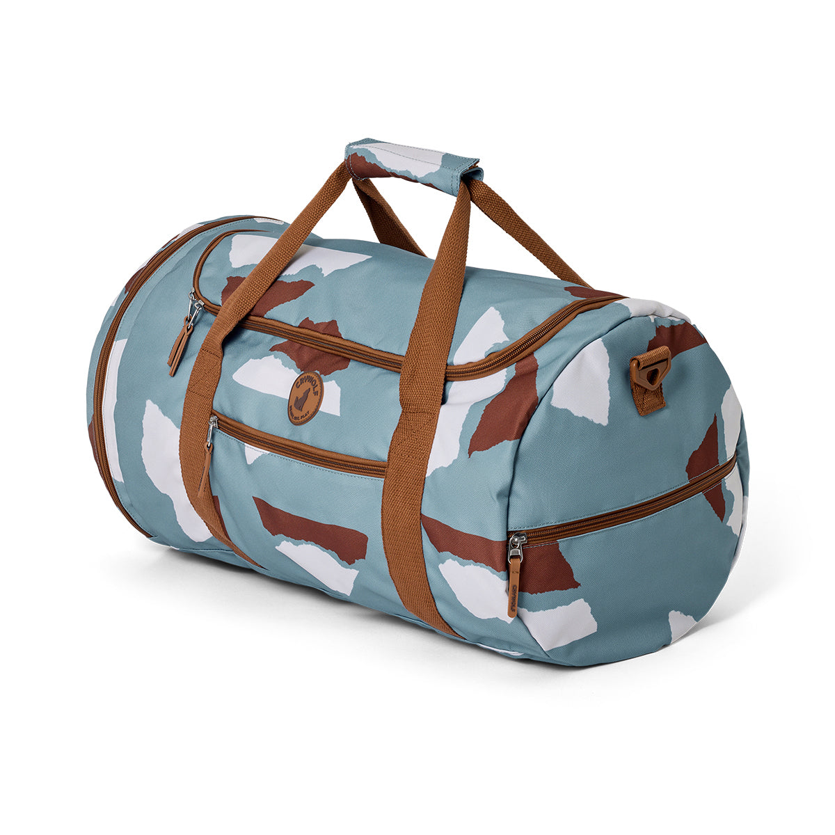 Mountain print recycled duffel bag