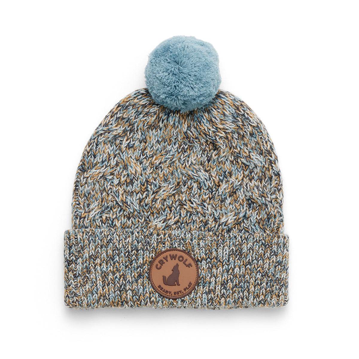 S / Blue Speckle Pom Pom Beanie - Crywolf