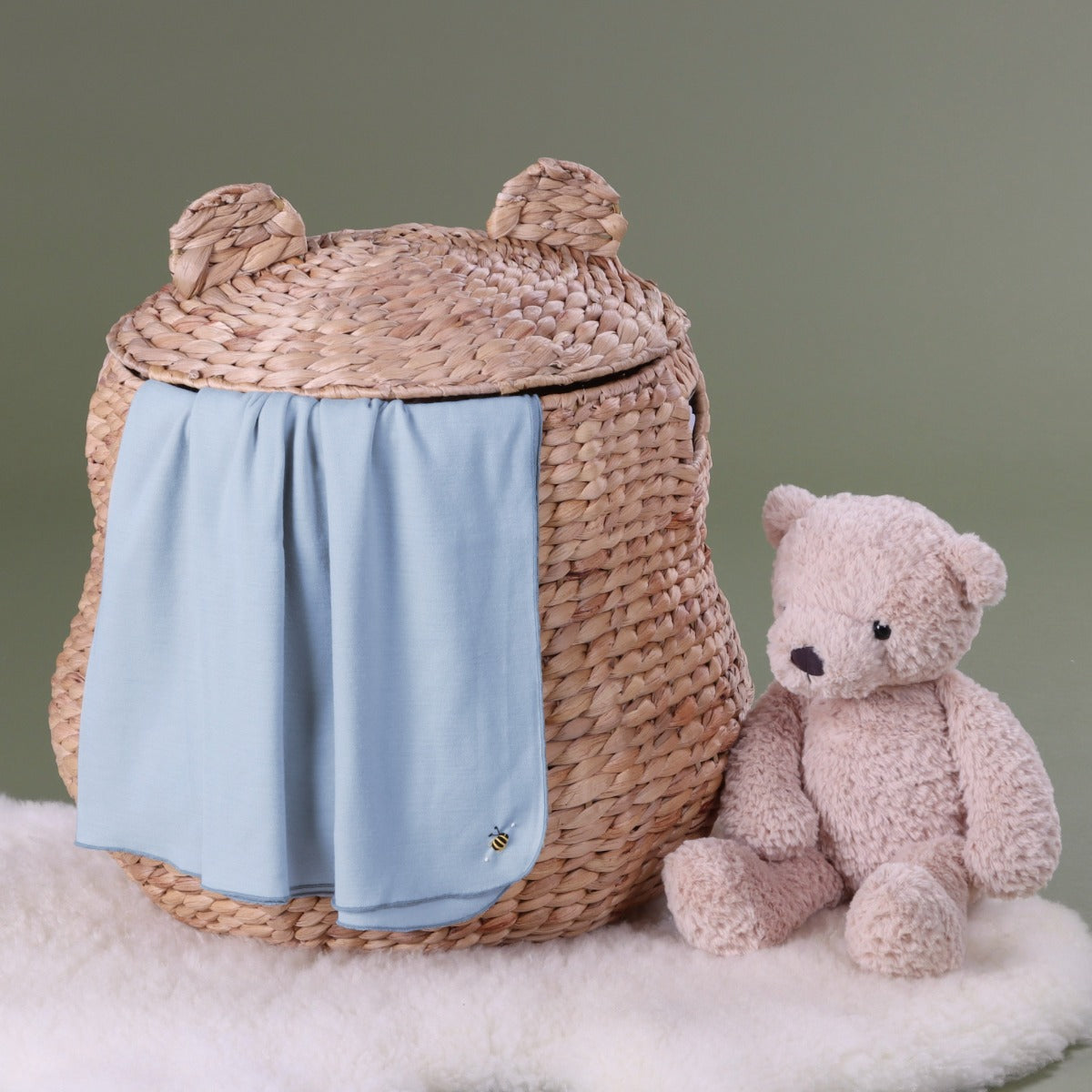 Merino Wrap for baby bee embroidered