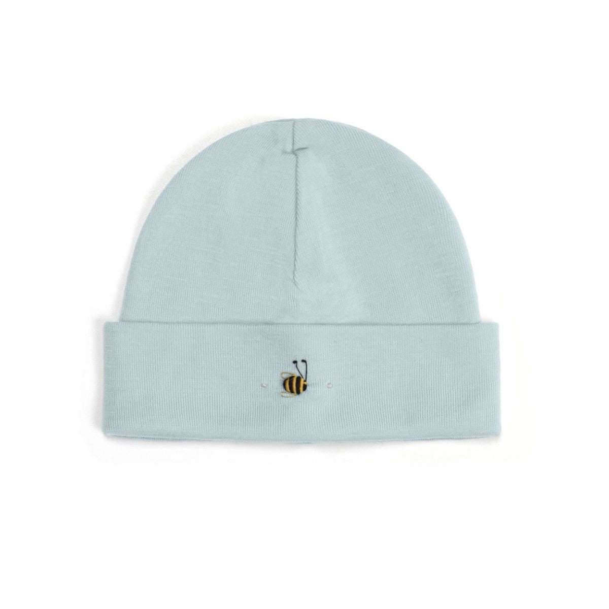 Merino beanie with bee embroidery in Glacier blue:image,small_image,thumbnail