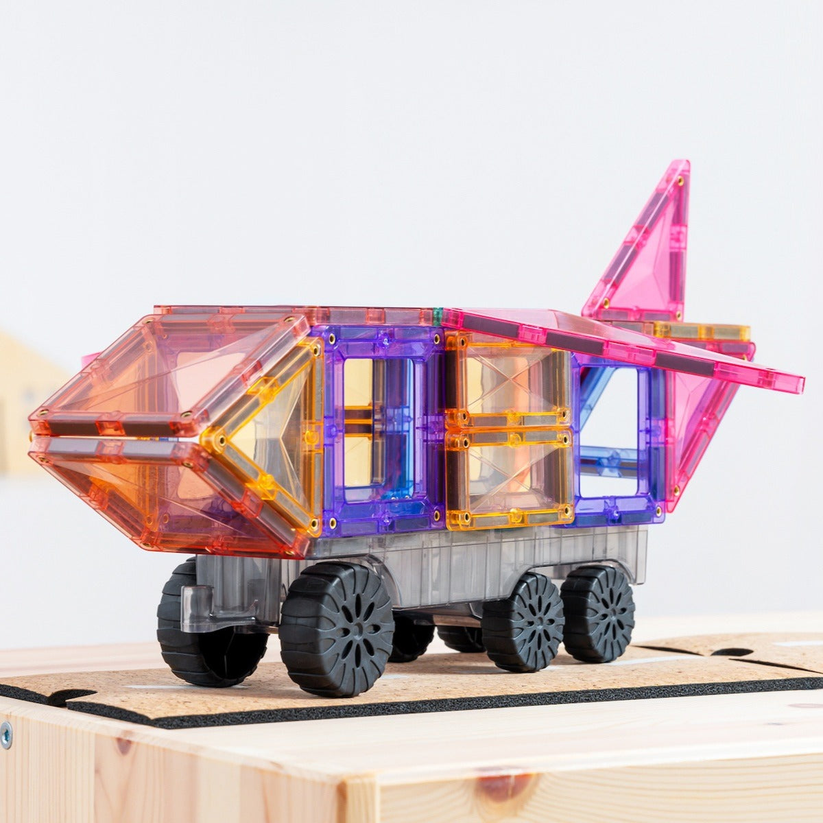 toy truck made from pastel magnetic tiles from connetix