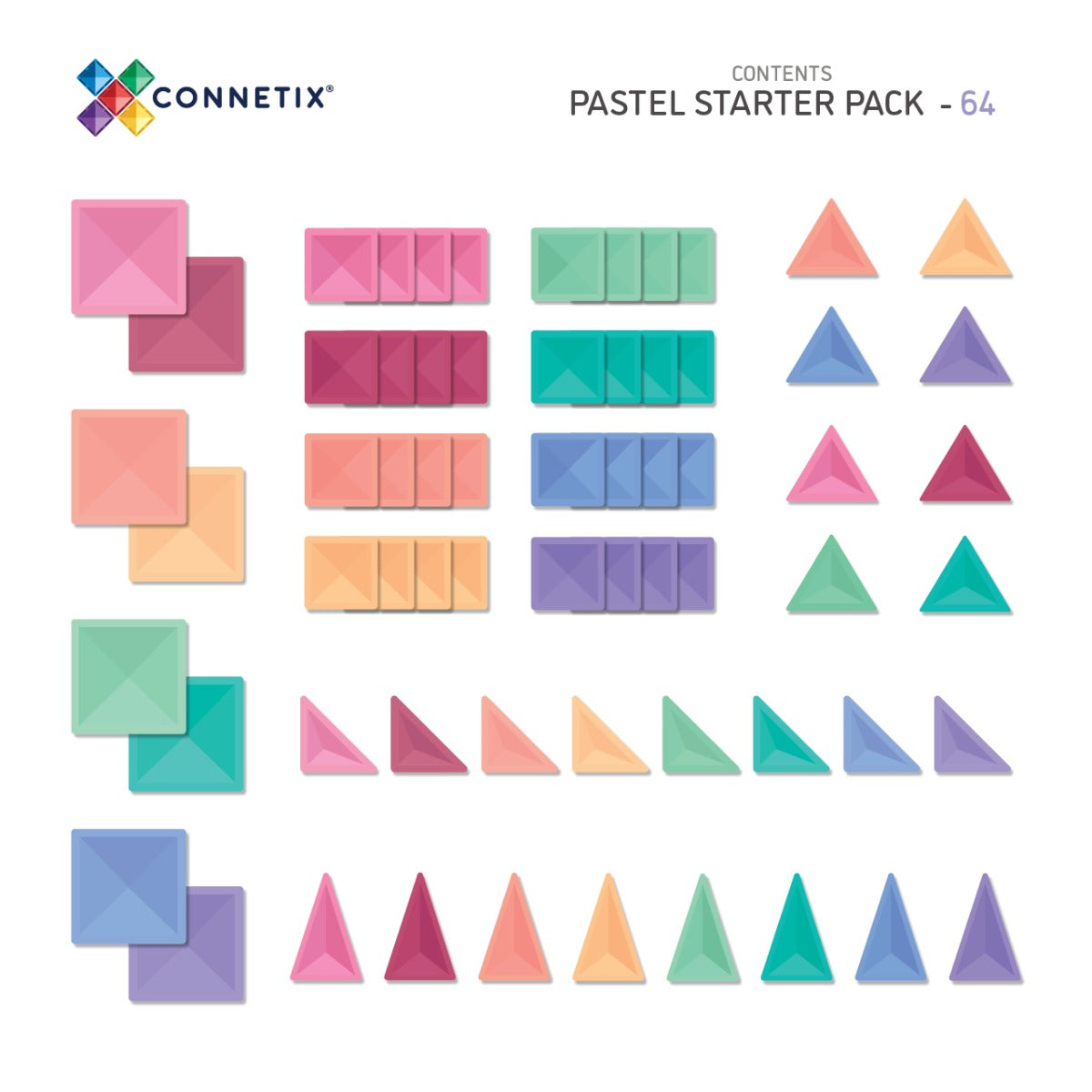 64pcs Pastel Starter Tiles Pack Box Contents