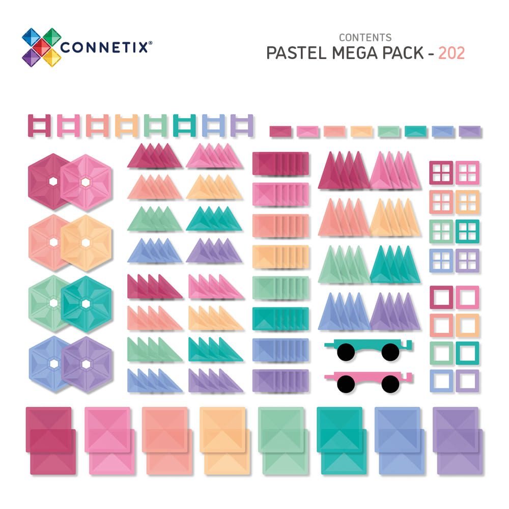 202pcs Pastel Mega Tiles Pack content
